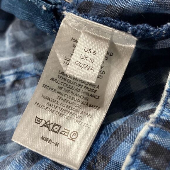 Maeve Anthropologie Women's Plaid Avryl Bleached Slim Pants Blue Size 6 - Picture 14 of 16